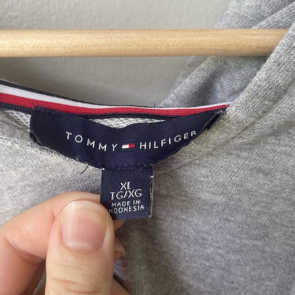 Tommy‎ Hilfiger Jersey Knit Hooded Sweatshirt Womens Size XL Heather Grey - Picture 3 of 9